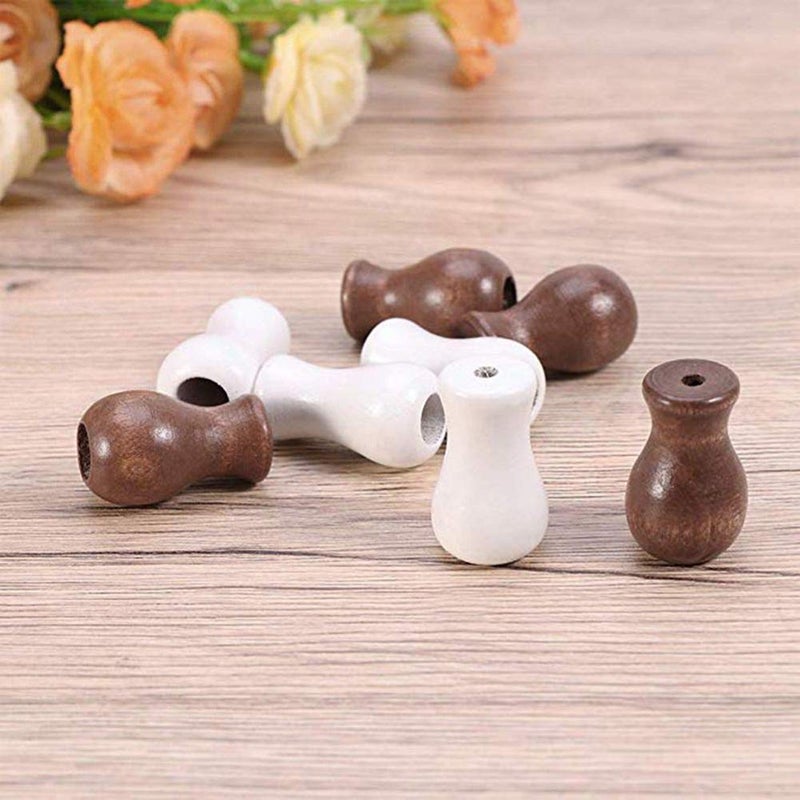GSHLLO 8 Pcs Wood Cord Tassels Knobs Window Hanging Blind Ball Pulls Cord Drop Small Pendants for Curtain White - Image 3